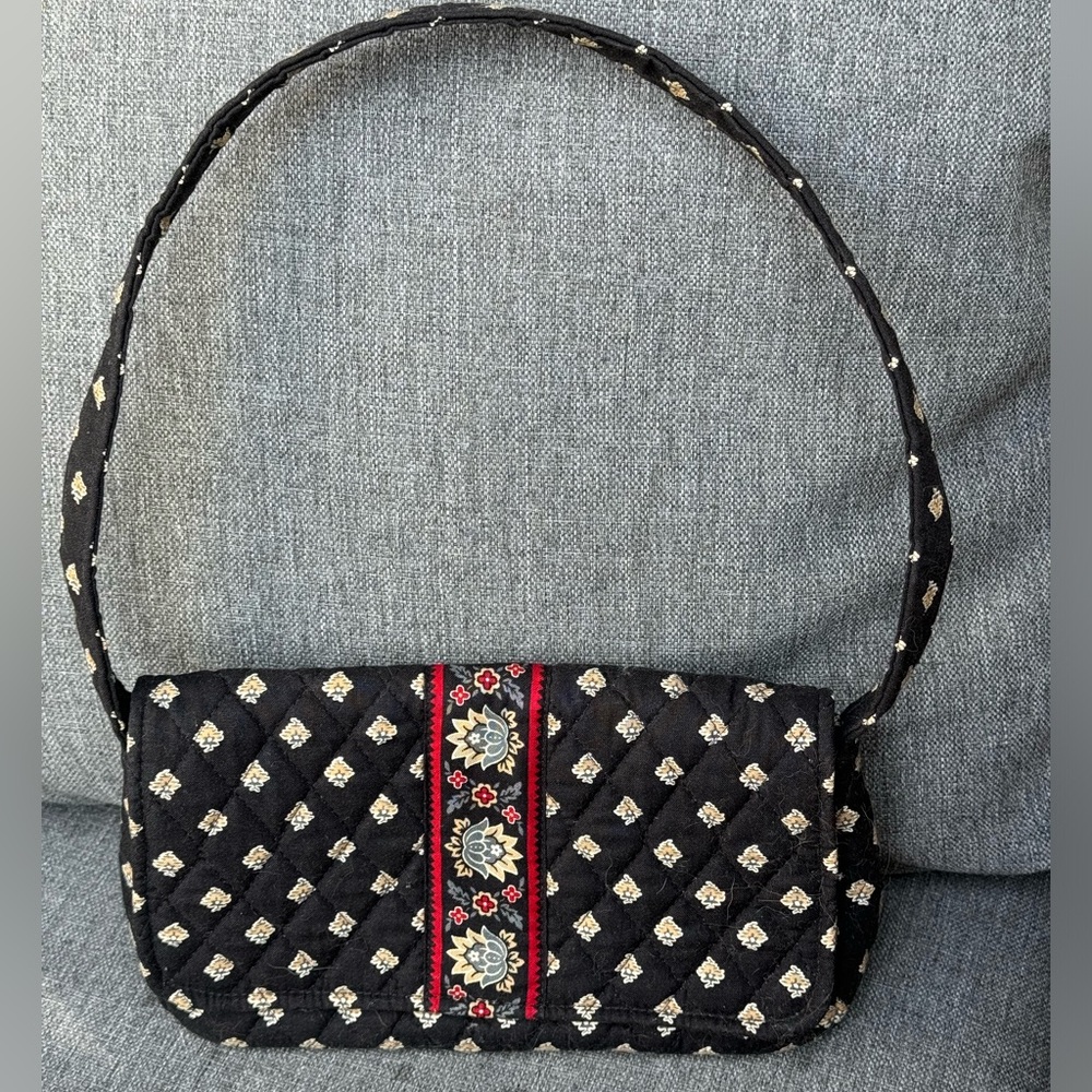 Vera Bradley Mini Shoulder Purse in classic black paisley.